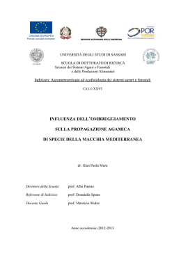 influenza dell`ombreggiamento sulla propagazione agamica di