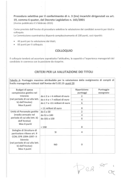 Criteri per la valutazione dei titoli