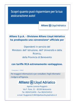Allianz S.p.A. – Divisione Allianz Lloyd Adriatico ha predisposto una