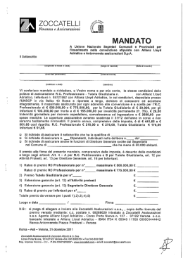 Convenzione tra Unscp e Allianz Lloyd Adriatico Spa