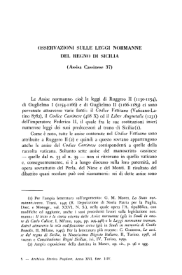 OSSERVAZIONI SULLE LEGGI NORMANNE DEL REGNO DI SICILIA