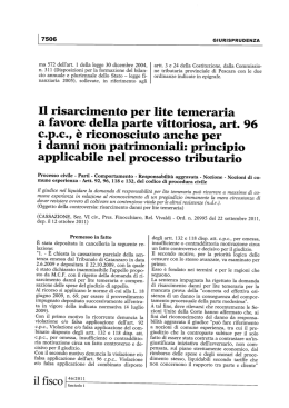 Il risarcimento per lite temeraria a favore della parte vittoriosa, art. 96