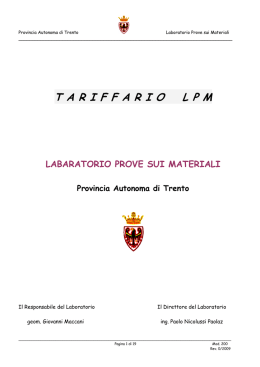 Tariffario LPM 2009 IN VIGORE - Provincia Autonoma di Trento