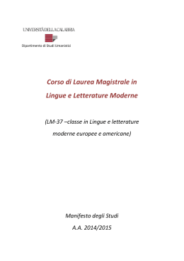 Manifesto Lingue e Letterature Moderne