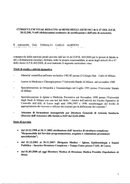 CURRICULUM VITAE REDATTO AI SENSI DEGLI ARTICOLI 46 E