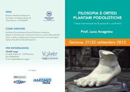 FILOSOFIA E ORTESI PLANTARI PODOLISTICHE Genova, 21/22