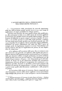 L`accertamento della pericolosità nell`esecuzione penale