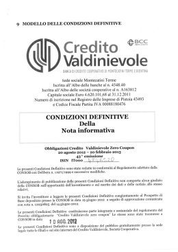 9 MODELLO DELLE CONDIZIONI DEFINITIVE