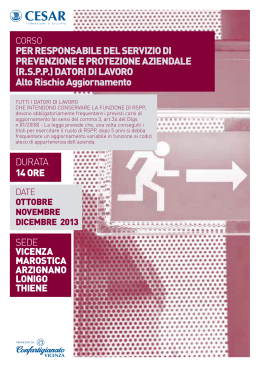 (RSPP) DATORI DI LAVORO Alto Rischio Aggiornamento