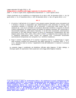 Legge Regionale 30/7/2010, n.20 - Consiglio regionale della Calabria