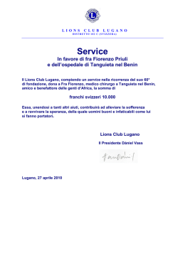 27 aprile 2010 Service In favore di fra Fiorenzo