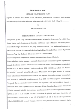 testo dell`ordinanza del Tribunale di Bari