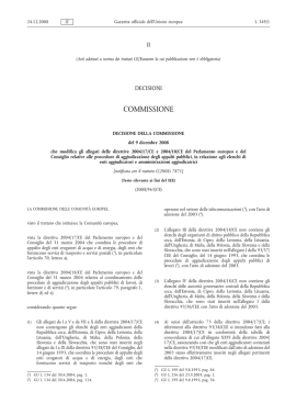 Decisione della Commissione del 9 dicembre 2008, Gazzetta