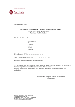 PROPOSTA DI COMMISSIONE - LAUREA SPEC./TRIEN. IN FISICA