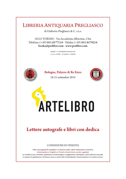 l`elenco degli autografi e dei libri con dedica che esporremo a Bologna