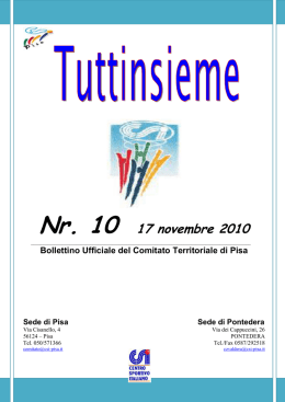 Tuttinsieme n° 10 - Centro Sportivo Italiano Comitato di Pisa