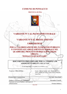 documento preliminare per la verifica di assoggettabilit&agrave; alla vas