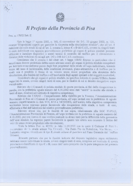Il Prefetto della Provincia di Pisa