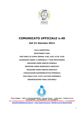 COMUNICATO UFFICIALE n.40 Del 31 Gennaio 2014