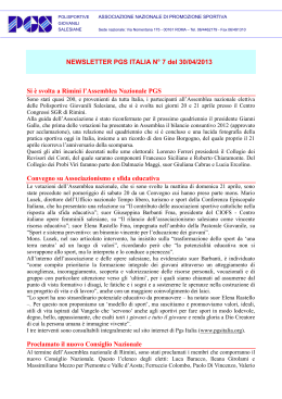 NEWSLETTER PGS ITALIA N° 7 del 30/04/2013 Si è svolta a Rimini