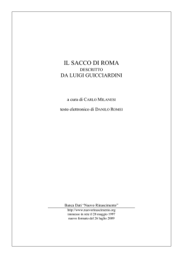 IL SACCO DI ROMA - Nuovo Rinascimento
