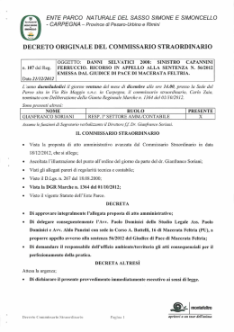 decreto originale del commissario straordinario