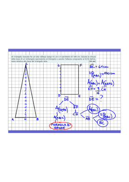 Un triangolo isoscele ha un lato obliquo lungo 41 cm e il