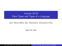 Lecture 18-19 Data Types and Types of a Language