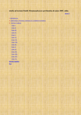 studia ad textum Ouidii Metamorphoseon pertinentia ab anno 2005
