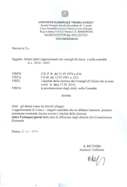 Decreto 26 ALUNNI RAPPRESENTANTI CLASSE E DI CONSULTA