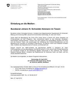 Einladung an die Medien: Bundesrat Johann N. Schneider