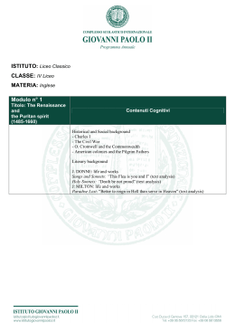 CLASSE: IV Liceo MATERIA: Inglese Modulo n&deg; 1