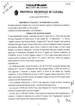 verbale di aggiudicazione - Provincia Regionale di Catania