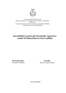 Suscettibilit&agrave; Genetica alla Parodontite Aggressiva