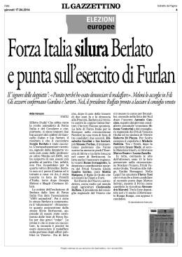 Forza Italia silura Berlato e punta sull`esercito di Furlan