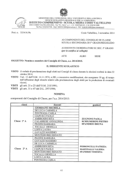 Membri Consiglio di classe Secondaria primo grado Regoledo