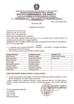 Decreto nomina componenti Consiglio di Istituto a.s.2015 /2018