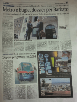 15-06-2015 – In arrivo Dossier sulla metro al commissario Barbato