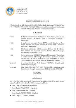 Decreto rettorale n. 2198 14 dicembre 2015