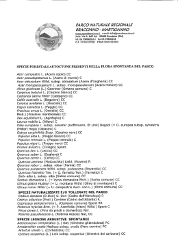 Elenco Specie autoctone o naturalizzate più diffuse nel Parco