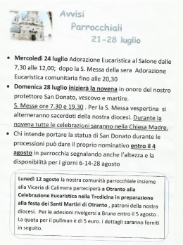 0 Mercoledì 24 luglio Adorazione Eucaristica al Salone dalle 7,30