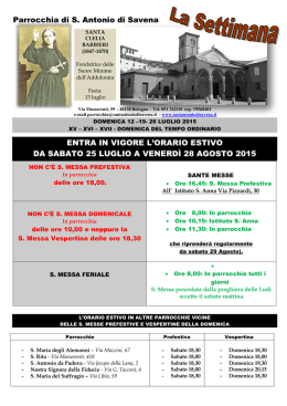 La Settimana - Parrocchia di Sant`Antonio di Savena