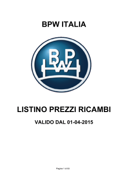 BPW ITALIA - LISTINO RICAMBI dal 01-04-2015
