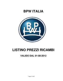 BPW ITALIA - LISTINO RICAMBI dal 01-08-2012