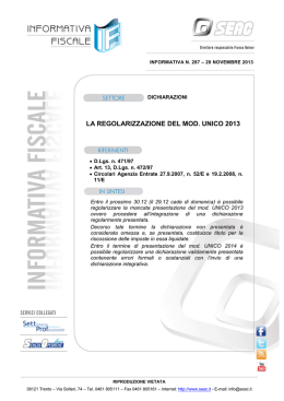 LA REGOLARIZZAZIONE DEL MOD. UNICO 2013