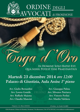 Manifesto Toga d`Oro 2014 - Ordine degli Avvocati di Frosinone