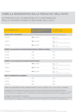 tabella riassuntiva sulla fiscalita` dell`auto
