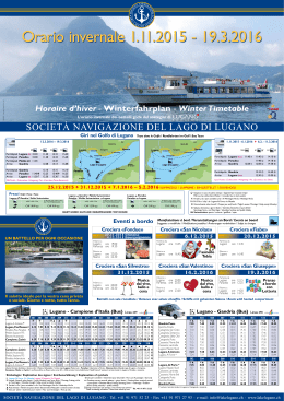 Orario invernale 1.11.2015 - 19.3.2016