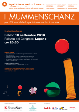 Sabato 18 settembre 2010 Palazzo dei Congressi Lugano ore 20:30