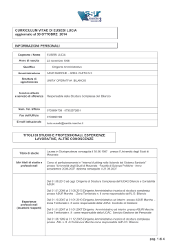 CURRICULUM VITAE DI EUSEBI LUCIA aggiornato al 30